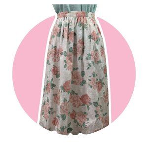 Vintage 80s Lucia Womens Medium Rose Floral Cottage Core Skirt with Pockets